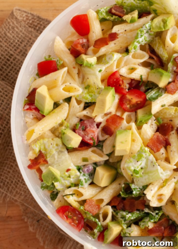 Creamy Avocado BLT Pasta Salad Gluten Free Dairy Free 4 dairy-free-avocado-BLT-pasta-salad