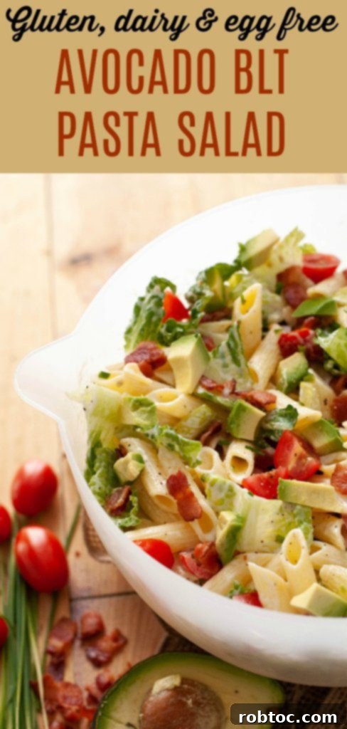 Creamy Avocado BLT Pasta Salad Gluten Free Dairy Free 8 gluten-and-dairy-free-avocado-blt-pasta-salad-by-allergyawesomeness.com