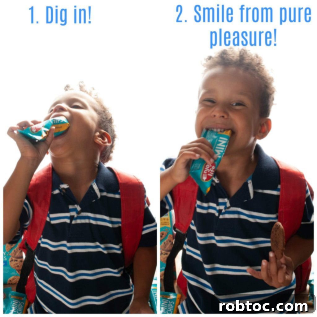 A child happily eating Enjoy Life chocolate chips, highlighting the joy of safe treats for kids with allergies.