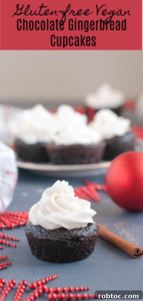 Pin this Gluten-Free Vegan Chocolate Gingerbread Cupcakes recipe