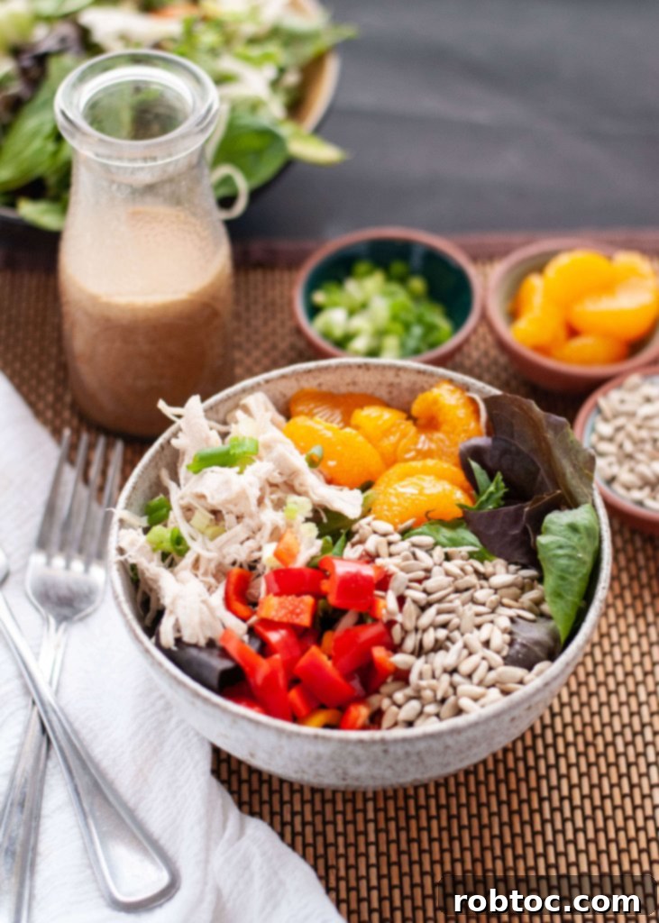 Deliciously Allergen-Free Thai Chopped Salad 3 Close-up of peanut-free Thai salad ingredients showing fresh vegetables and chicken