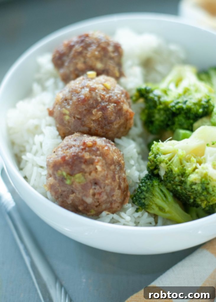 Deliciously Allergy Friendly Asian Quinoa Meatballs 5 gluten-dairy-and-egg-free-meatball-recipe-in-a-white-bowl-with-broccoli