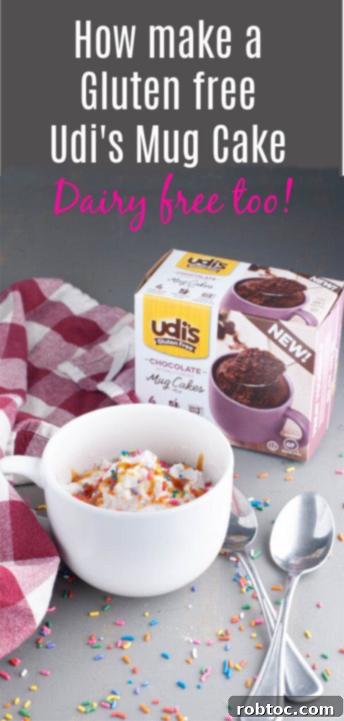 Udi's Gluten-Free Dairy-Free Mug Cake Bliss 11 Gluten-Free Dairy-Free Mug Cake with Dairy-Free Whipped Topping and Sprinkles