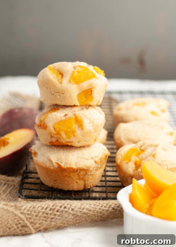 Top 8 Allergen-Free Gluten-Free Vegan Peach Muffins 5 nut-free-vegan-peach-muffins - made with canned peaches for convenience
