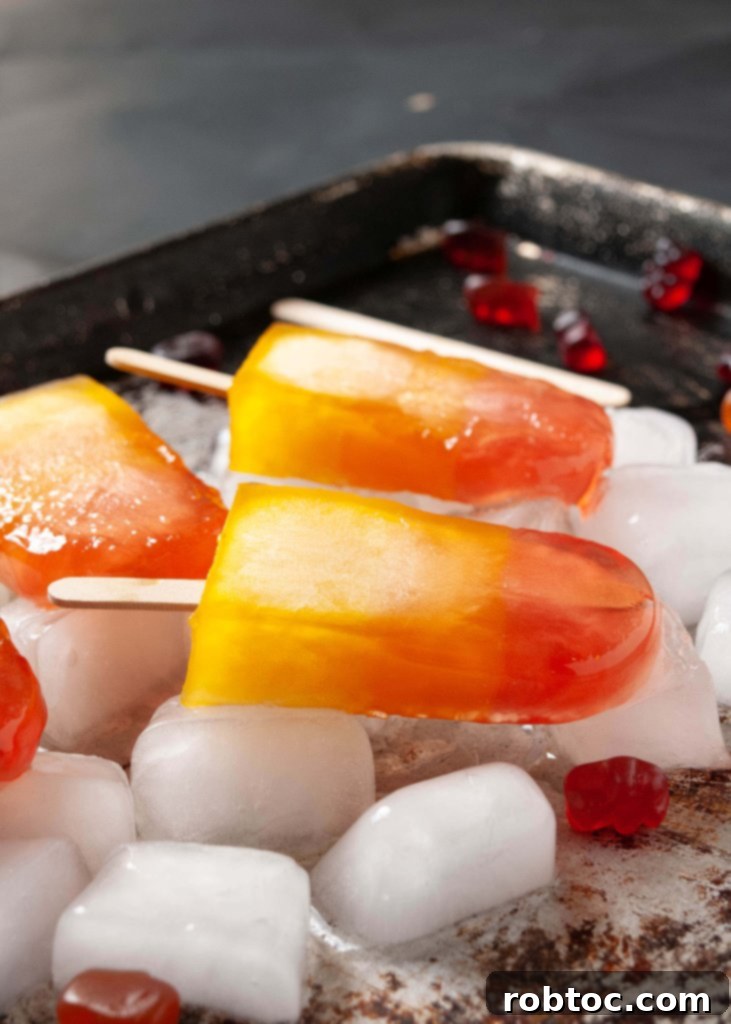 Melted gummy bear mixture ready for popsicle molds