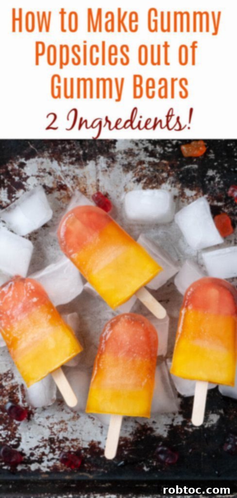 Pin this recipe for homemade gummy bear popsicles - 2 ingredient allergy-friendly summer treat