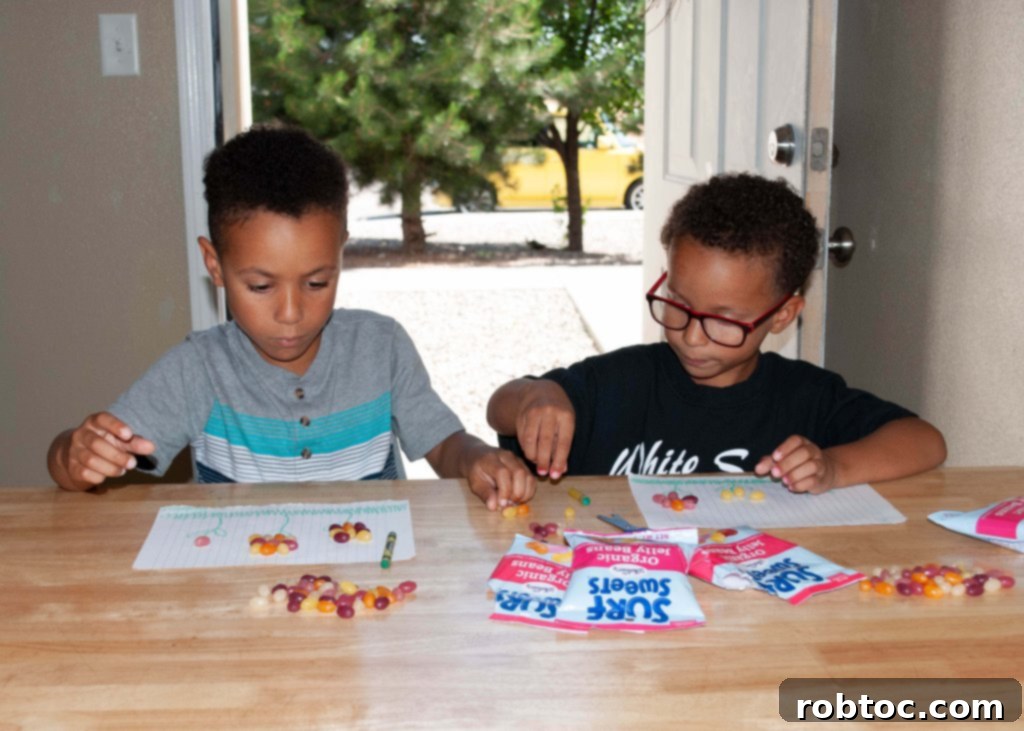 Kids' summer food craft using Surf Sweets organic jelly beans to make flower art