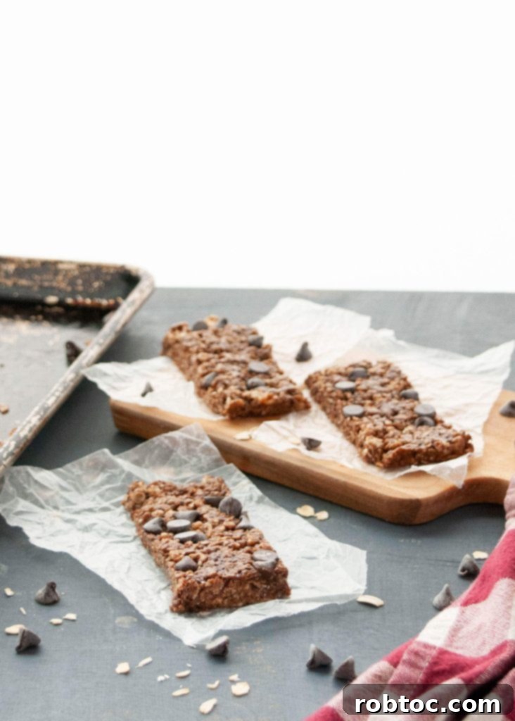 Quick Homemade Chocolate Granola Bars Vegan Gluten Free 5 Rich chocolate granola bar with visible oats and seeds