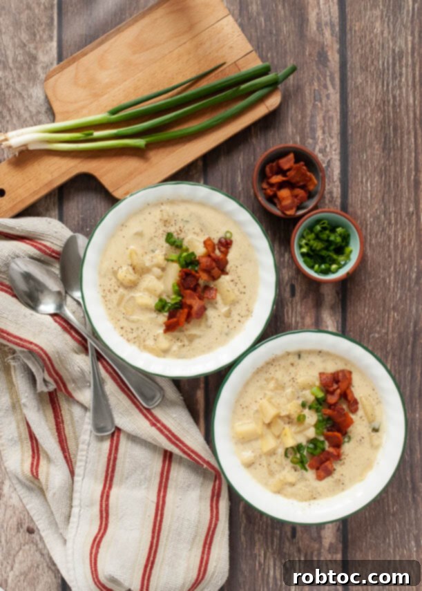 Creamy Instant Pot Loaded Potato Soup Dairy-Free Gluten-Free and Vegan 5 Gluten-free Instant Pot baked potato soup with fresh chives