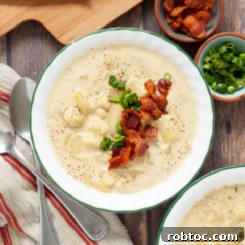 Instant Pot Loaded Potato Soup with bacon and chives