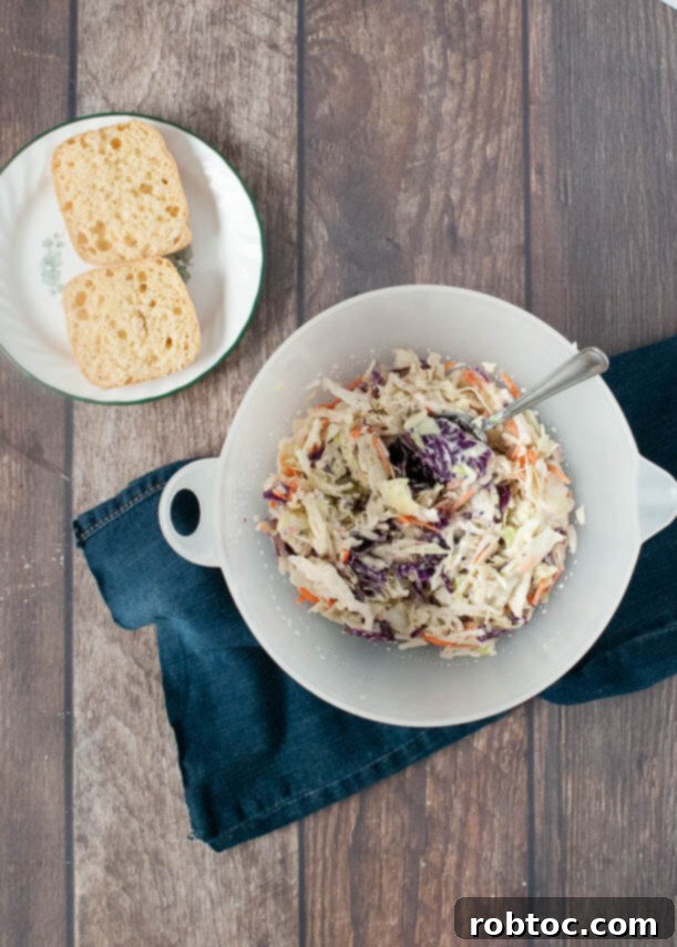 Delicious vegan and egg-free coleslaw, perfect as an allergy-friendly side.
