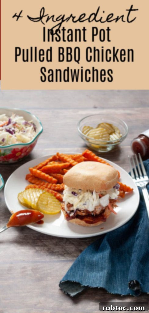 A vibrant collage showcasing 4-ingredient Instant Pot pulled BBQ chicken sandwiches from Allergy Awesomeness.