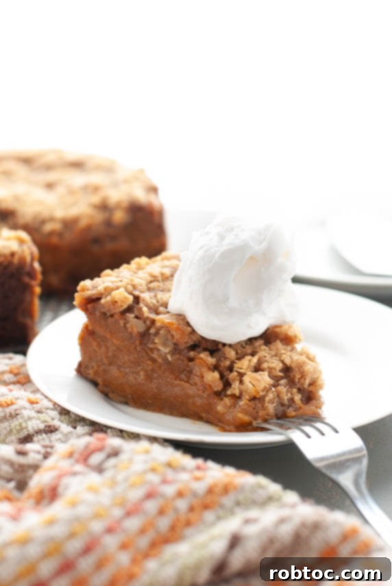 egg-free-pumpkin-crumble-pie, slice