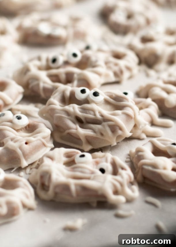 Pin this recipe for Gluten-Free & Dairy-Free Halloween Mummy Pretzels