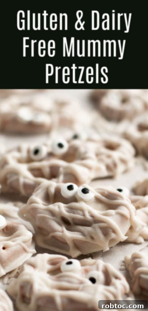 Gluten-Free Dairy-Free Halloween Mummy Pretzels 8 Pin for later: GLUTEN & DAIRY FREE HALLOWEEN MUMMY PRETZELS BY ALLERGY AWESOMENESS