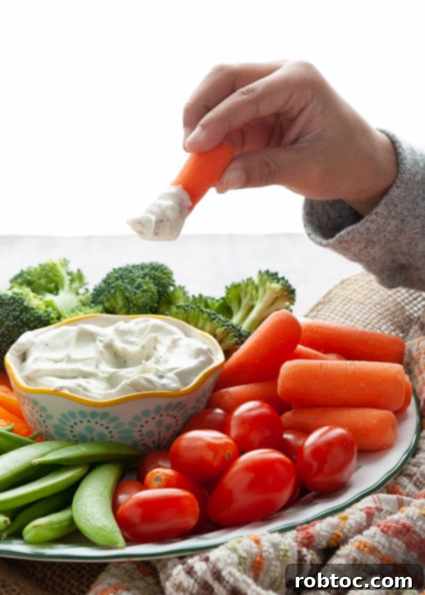 Creamy 3-Ingredient Vegan Ranch Dip 7 How to make 3-ingredient dairy-free and vegan ranch dip by whisking ingredients.