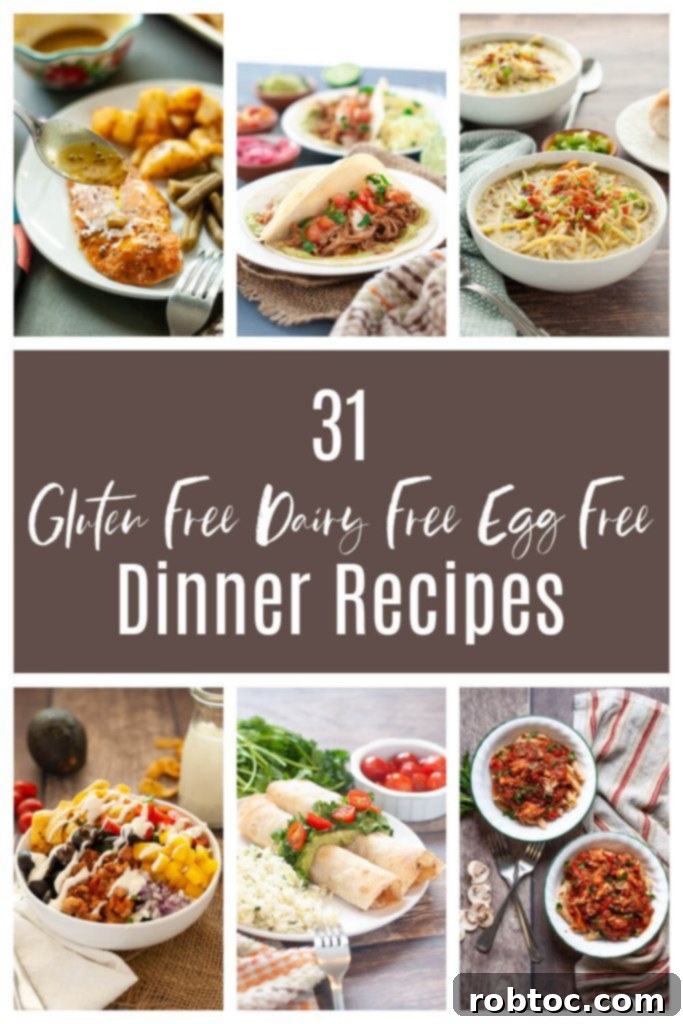31 Delicious Dinners Free From Gluten, Dairy, and Eggs 3 gluten-free-dairy-free-egg-free-dinner-recipe-list-by-allergy-awesomeness-pinterest-collage