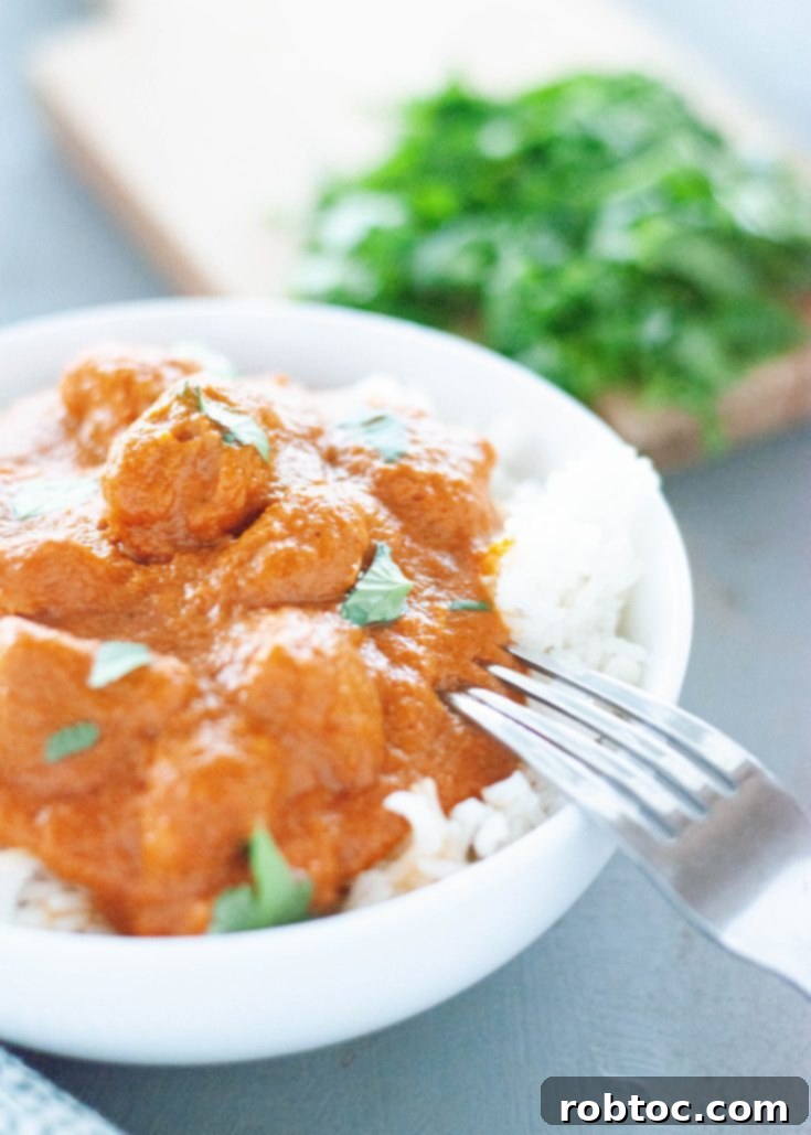 Pinterest pin for dairy-free chicken tikka masala