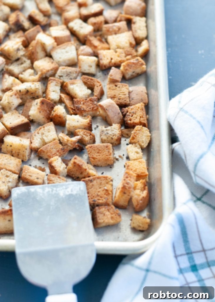Crispy homemade gluten-free dairy-free croutons for soups and salads