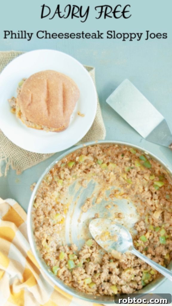 philly cheesesteak sloppy joe recipe by allergyawesomeness.com pinterest image