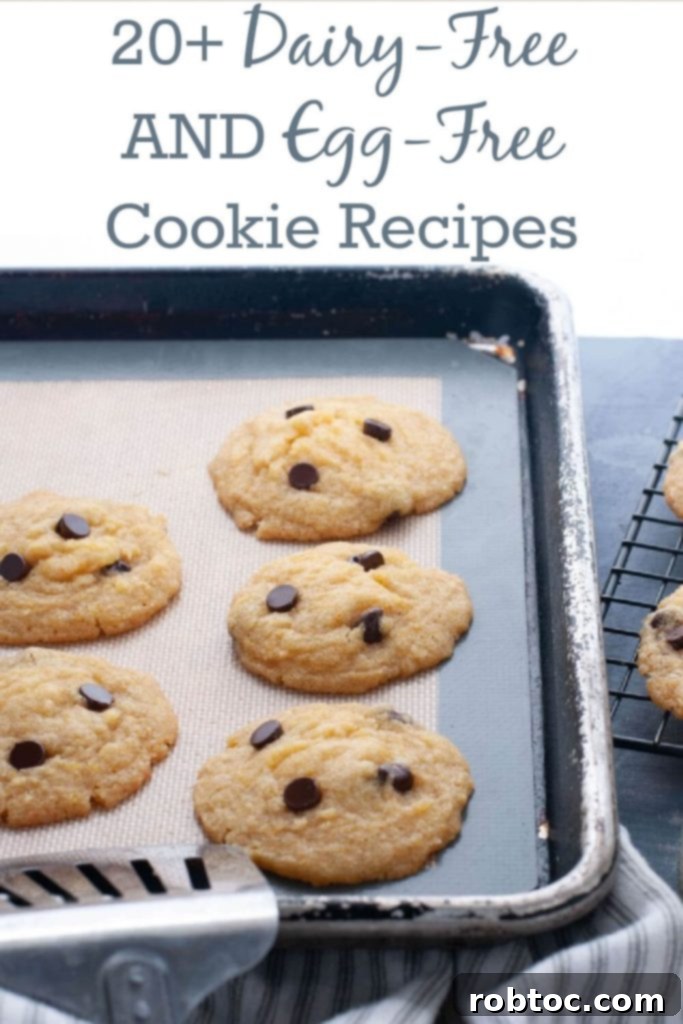 A beautifully arranged selection of dairy-free and egg-free cookies, showcasing the delicious variety available for allergy-friendly baking.