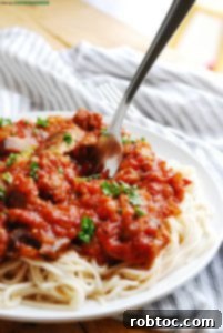 Vibrant Red Pepper Pasta Top 8 Allergen Free and Vegan 10 Dairy-free Ragu Recipe for allergy-friendly meals by AllergyAwesomeness