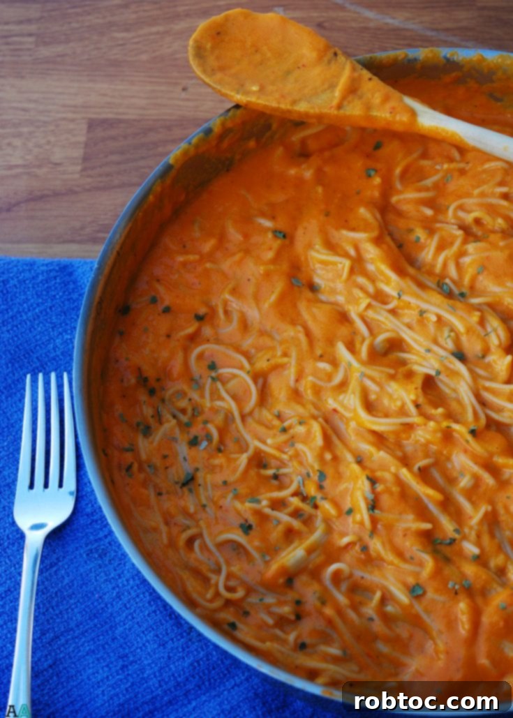 Pin this recipe: Gluten-free & Vegan Red Pepper Pasta