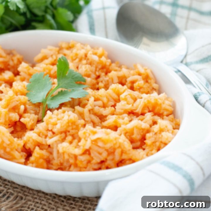 gluten-free-mexican-rice-in-a-white-dish-with-a-cilantro-garnish
