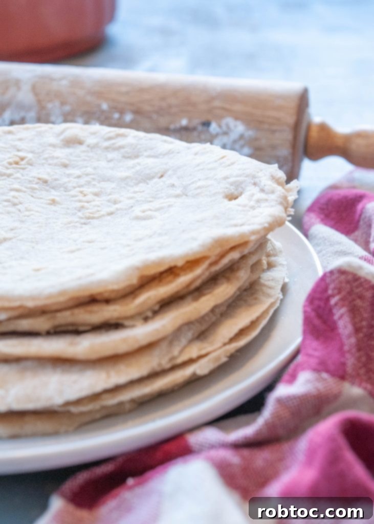 A stack of perfectly flexible gluten-free tortillas ready for filling