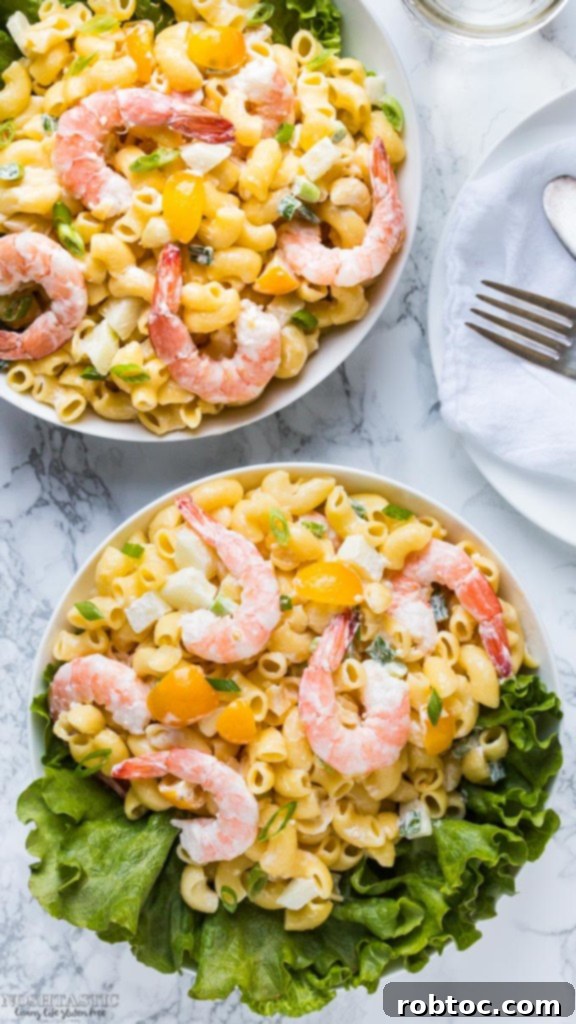Cold Shrimp Pasta by Noshtastic - A light and flavorful gluten-free pasta salad.
