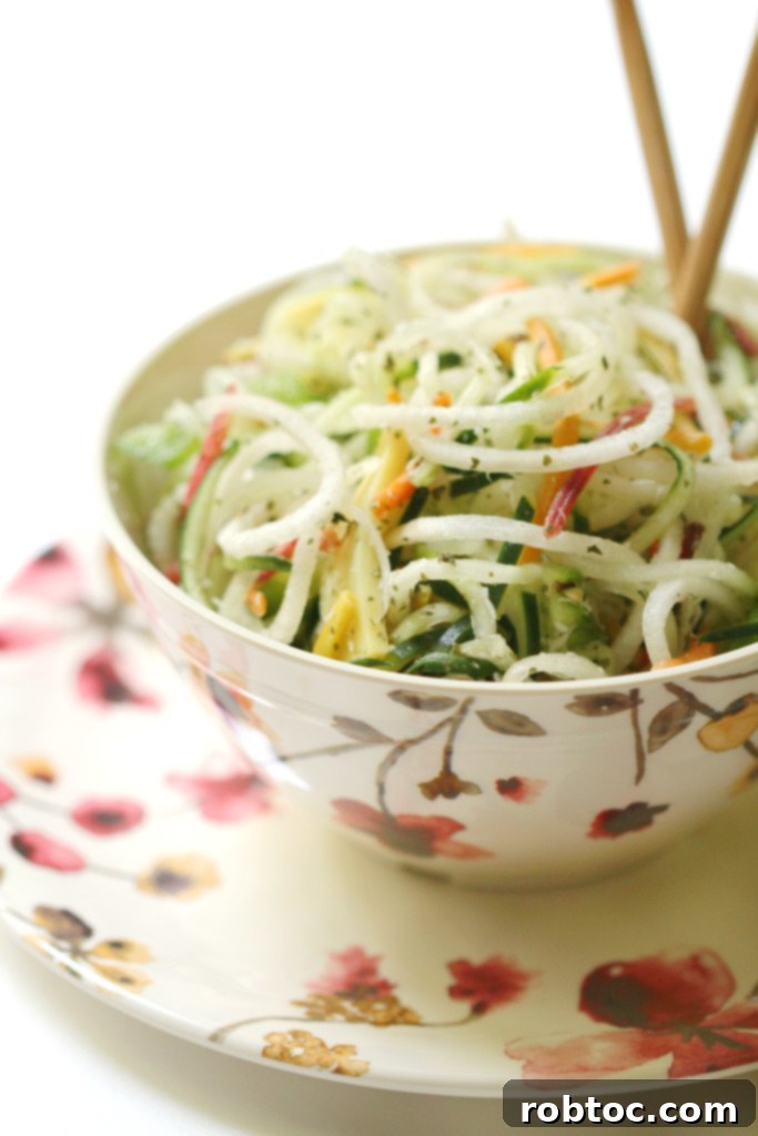 Raw Spiralized Thai Salad - A vibrant, nutrient-packed, and exotic salad.