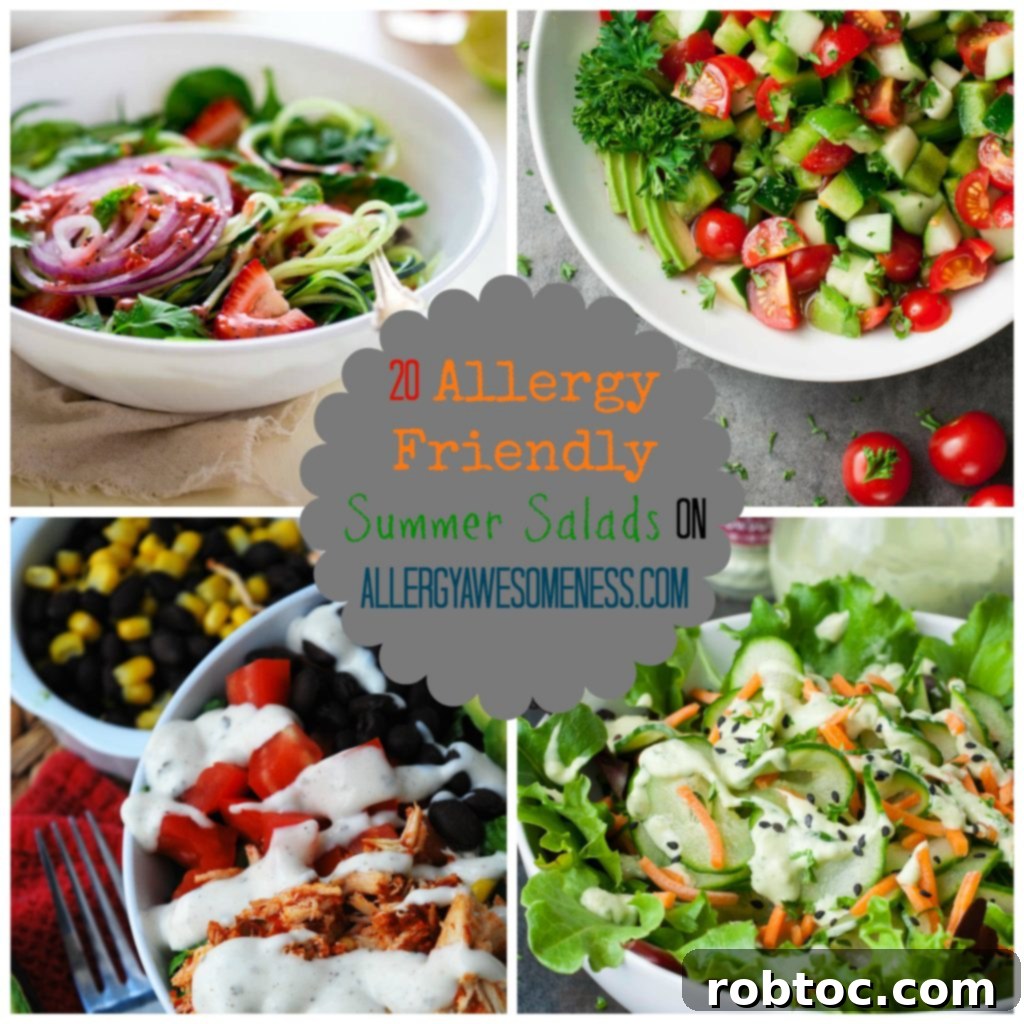 20 Allergy Friendly Summer Salads by Allergy Awesomeness - Pin this collection of gluten-free, dairy-free recipes.