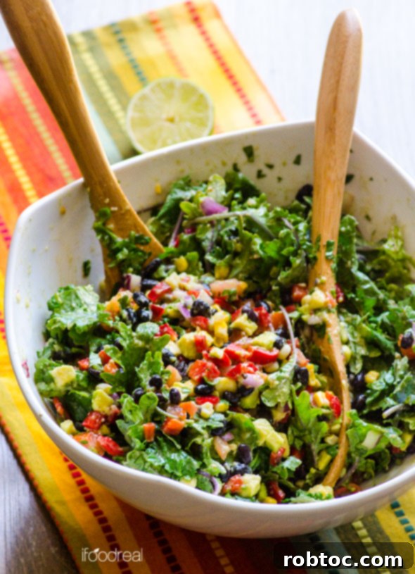 Creamy Mexican Kale Salad - Rich and flavorful, yet healthy and allergy-friendly.