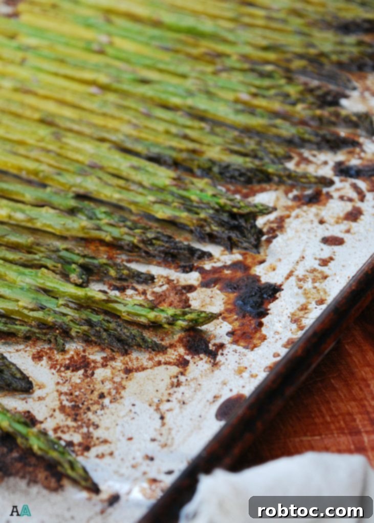 Caramelized Balsamic Garlic Roasted Asparagus 6 Close-up of Cooked Asparagus with Balsamic Glaze