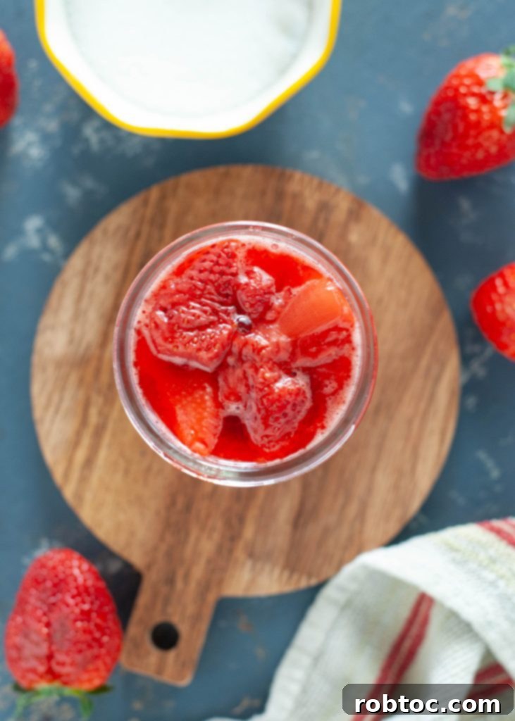corn free strawberry compote up close from above