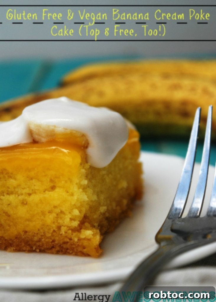 Banana Cream Poke Cake: Vegan, Gluten-Free, Soy and Nut-Free 2 Gluten Free & Vegan Banana Cream Poke Cake by Allergy Awesomeness
