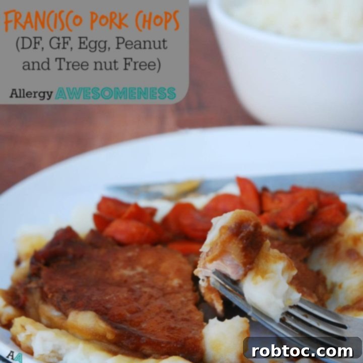 Slow Cooker San Francisco Pork Chops recipe card image.