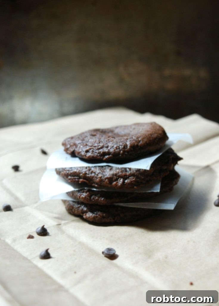 Gluten-Free Vegan Double Chocolate Cookies recipe pin image