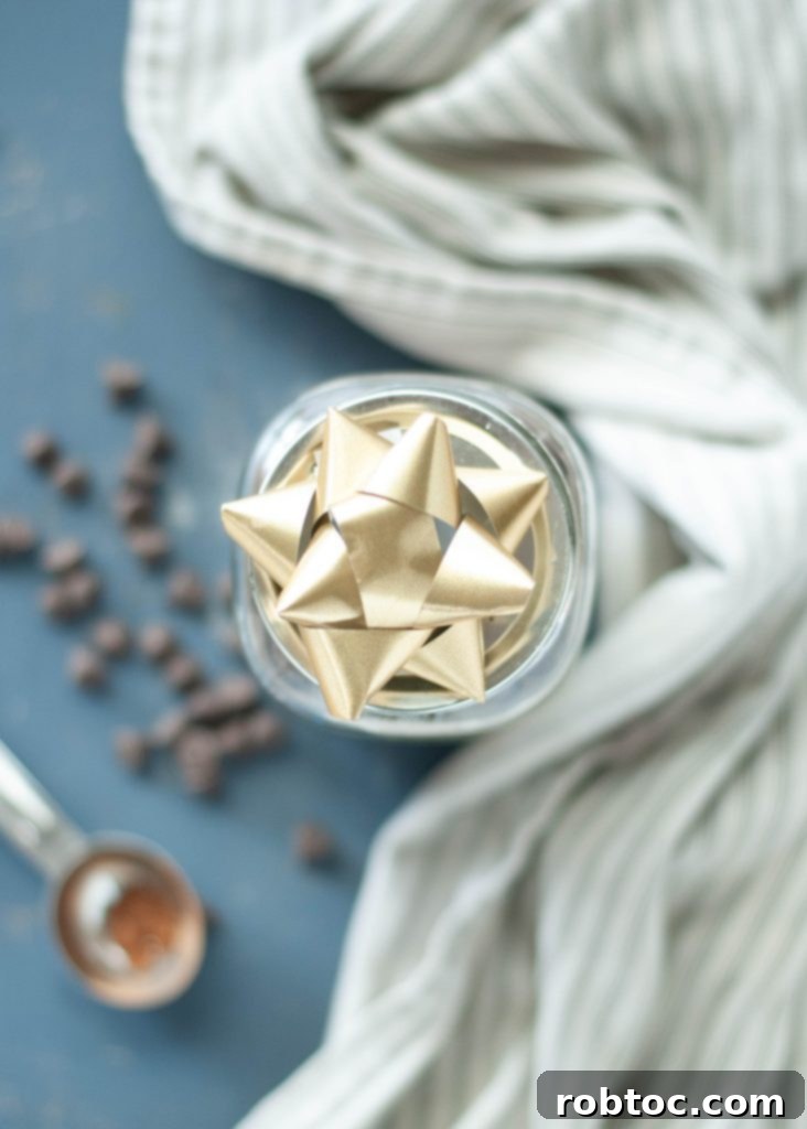 Gluten-Free Brownie Bliss Mix (Dairy-Free Friendly) 5 homemade-gluten-free-brownie-mix-in-a-glass-jar-with-a-bow-on-top-shot-from-above